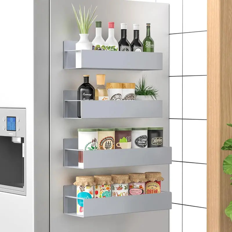 Organizador de especias - 4 piezas, magnético – con recubrimiento en polvo - Instalación sin taladro - KitchenDock | ribuella