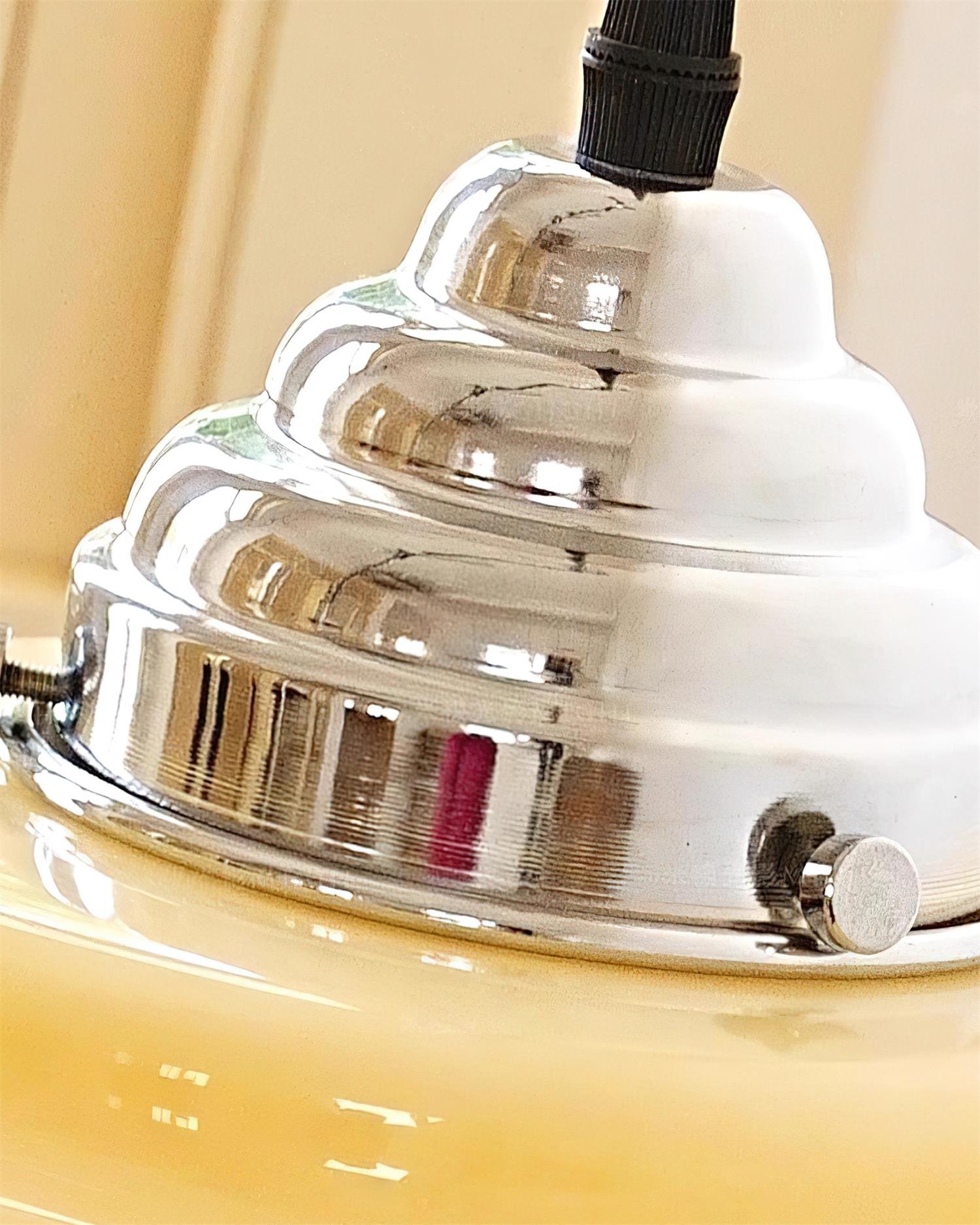 Gelato Pendant Lamp - Tiered Rippled Glass Shade Chrome Cap Red Or Beige
