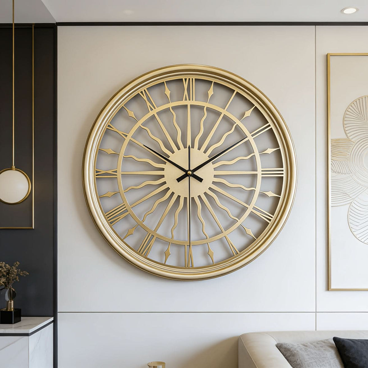 Horloge murale analogique ronde et silencieuse en fer forgé 3D | ribuella