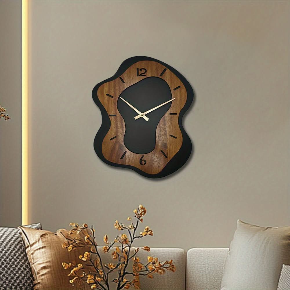 Unique Wooden Wall Clock with Irregular Design and Battery Operated | ribuella