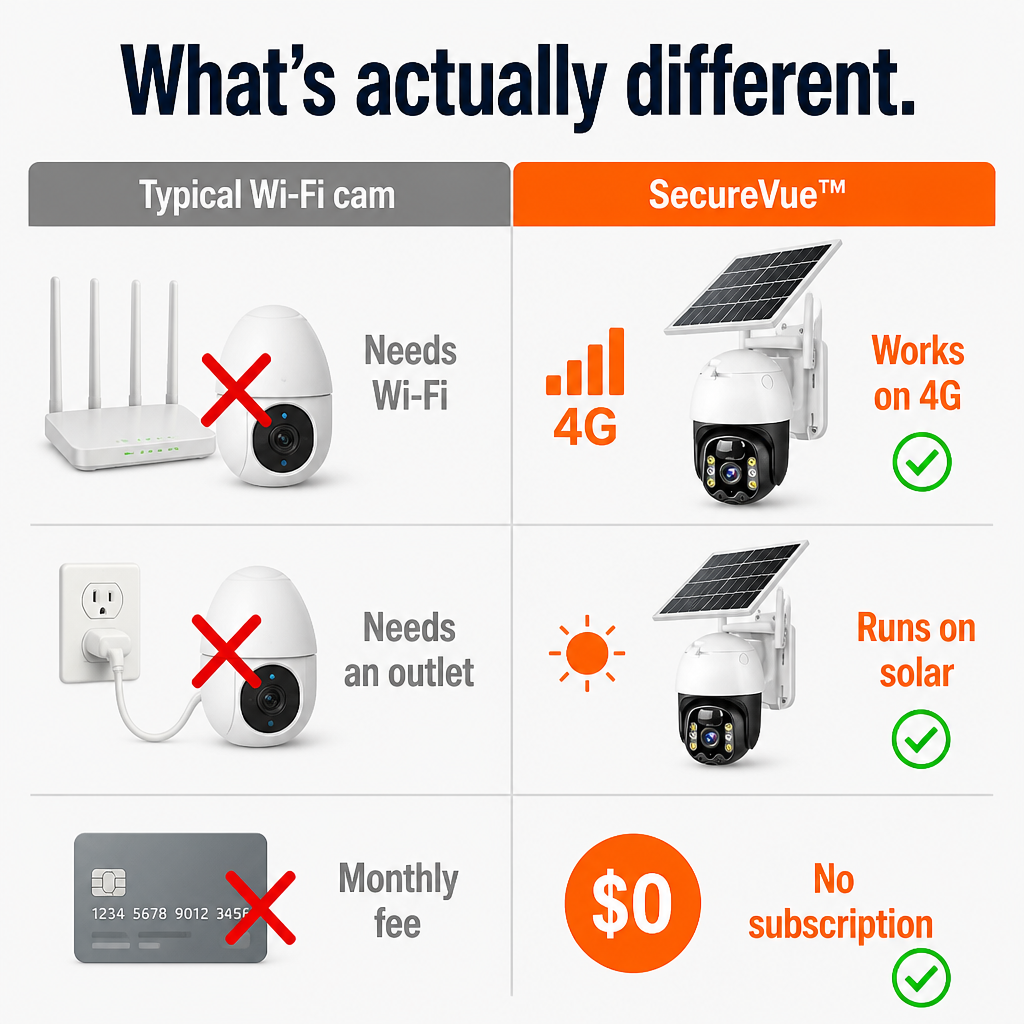 SecureVue | Protégez votre propriété sans câbles, Wi-Fi ni source d'alimentation | ribuella