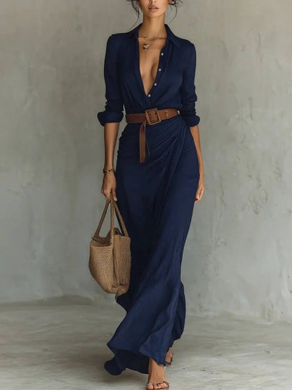 Robe Chemise Longue Drapée