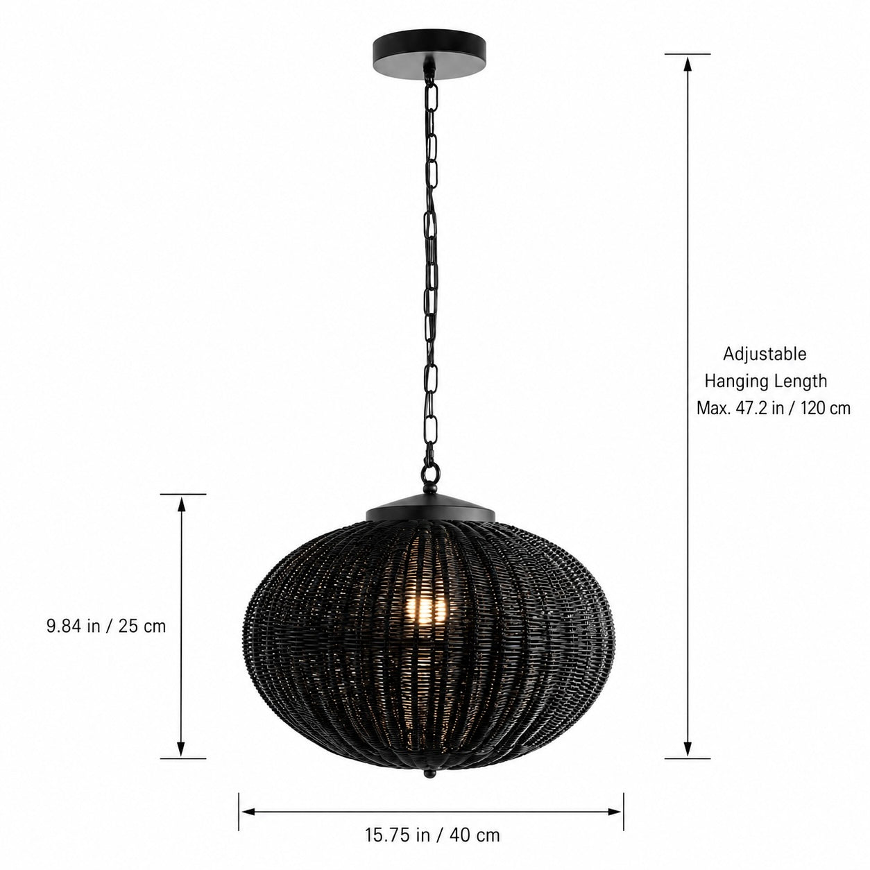 Waterproof Retro Pendant Light Adjustable Hanging Rattan Outdoor LED Warm White 4W | ribuella