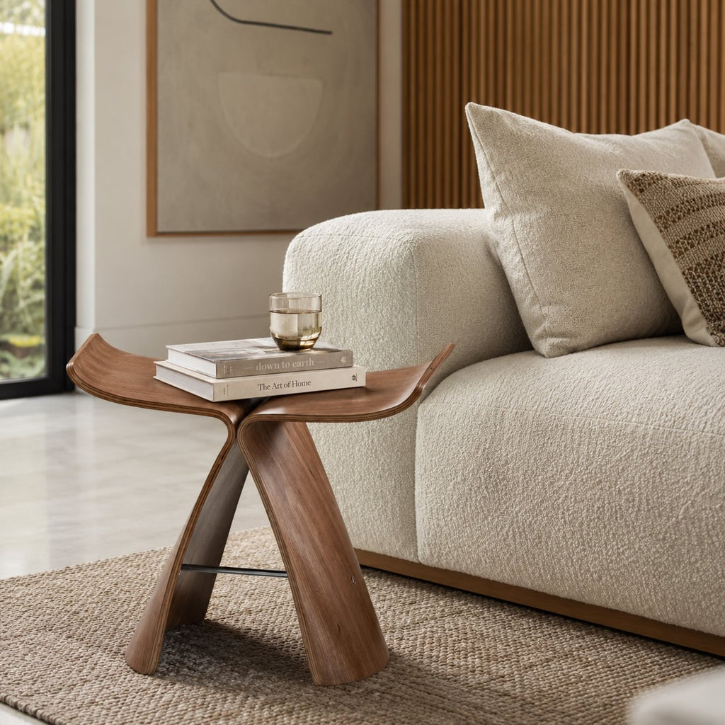 Modern Scandinavian Coffee Table Bench Wood-Based with Stainless Steel Legs Adjustable Design | ribuella