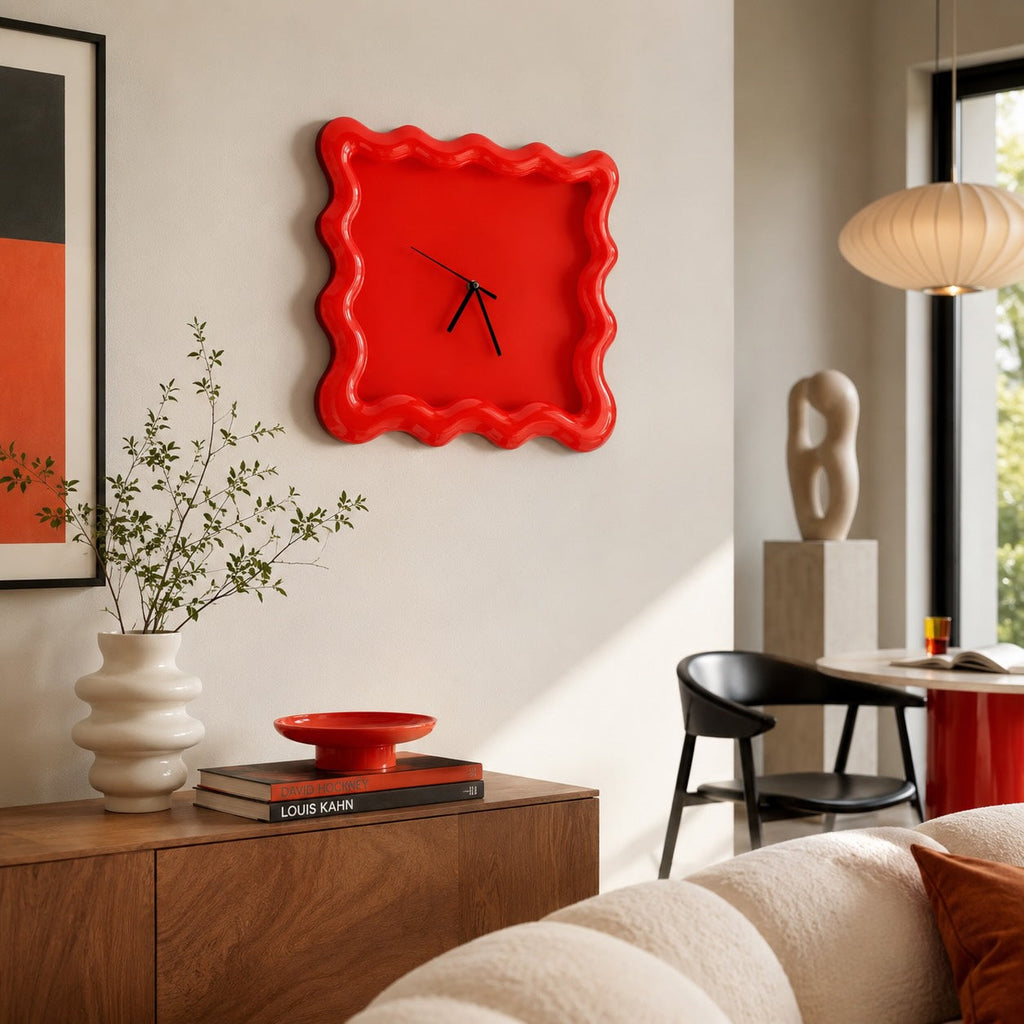Modern Wall Clock Round Design Wall Mounted ABS Plastic Silent Movement 30cm | ribuella