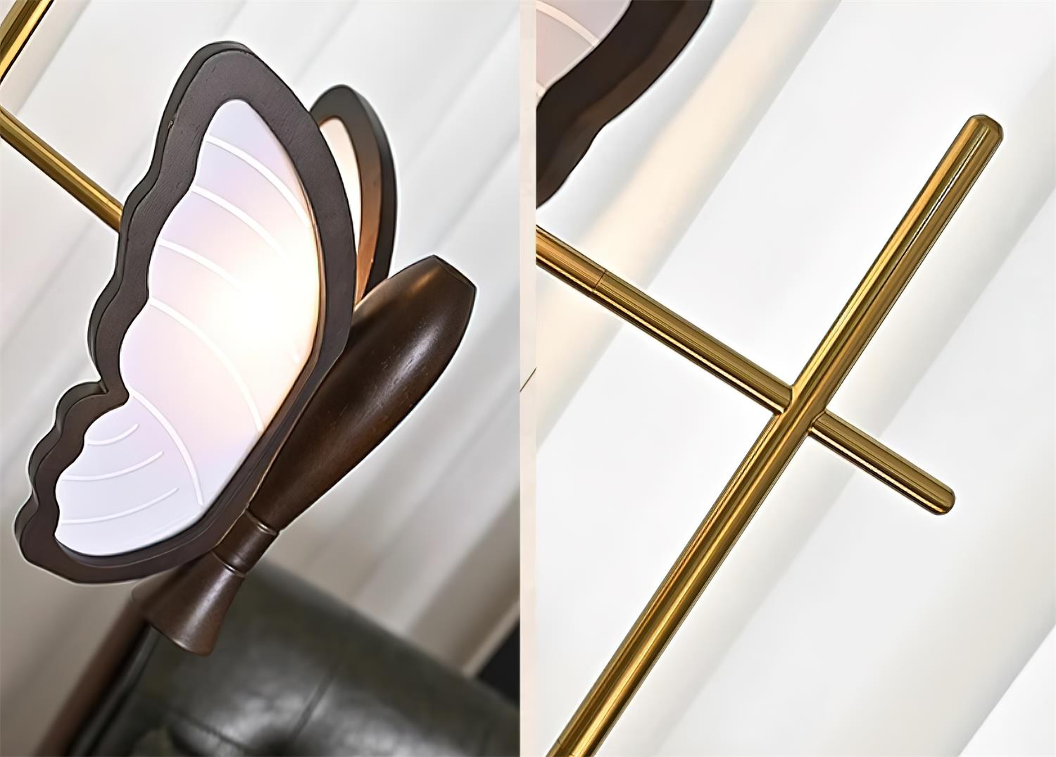 Galileo Butterfly Floor Lamp Sculptural Twin Wing Design Gold Finish Stand
