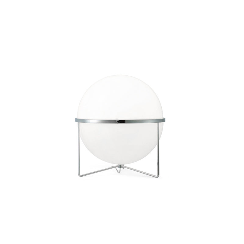 Garrault-Delord Table Lamp, Elegant Sculpted Profile Chrome White Design Soft Diffused Illumination