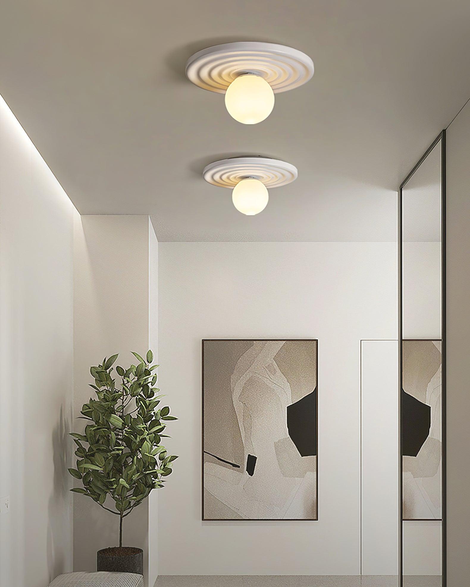 Francie Ceiling Light, Circular Disc Shape, Wabi Sabi Details, Warm Ambient Glow