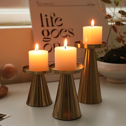 Trinity Elegance – Triad of Iron Cone Candle Holders | ribuella