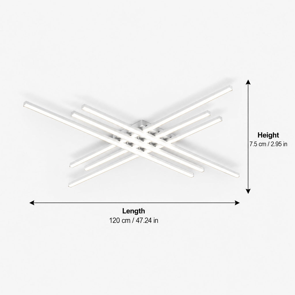 Modern Minimalist Ceiling Light Long Strip LED Adjustable Color Temperature Iron Acrylic | ribuella
