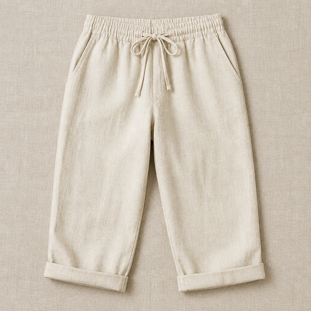 SenseLuxe – Airy Cotton-Linen Capri Pants Featuring Rolled Cuffs | ribuella