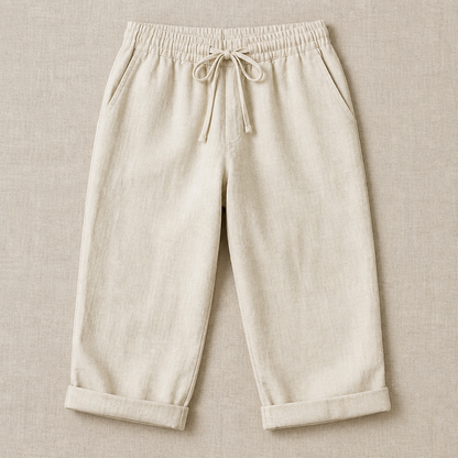 SenseLuxe – Airy Cotton-Linen Capri Pants Featuring Rolled Cuffs | ribuella