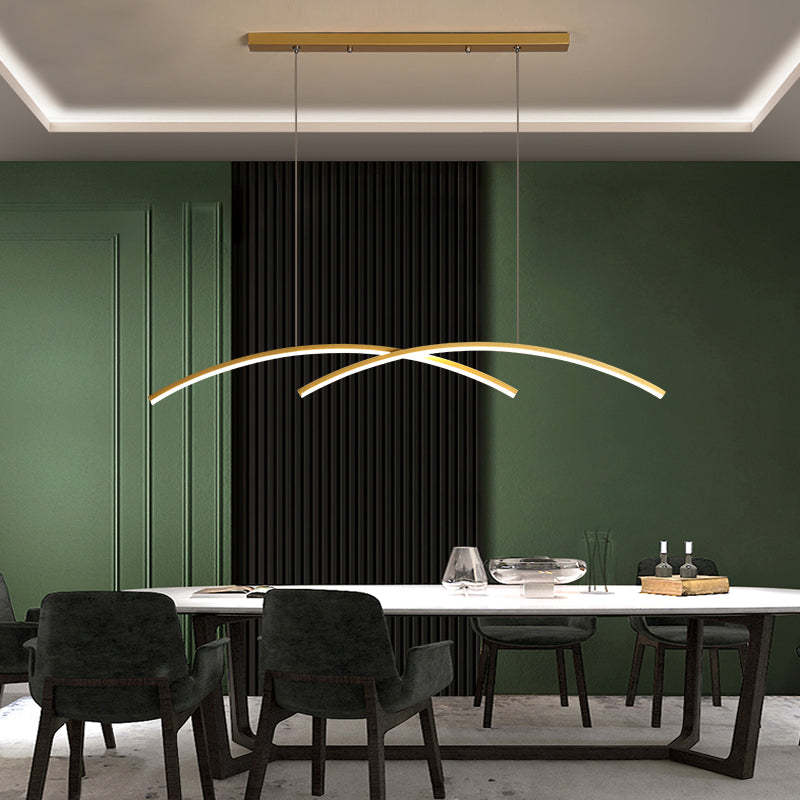 Suspension moderne Arisha en métal, double courbe, noir et or