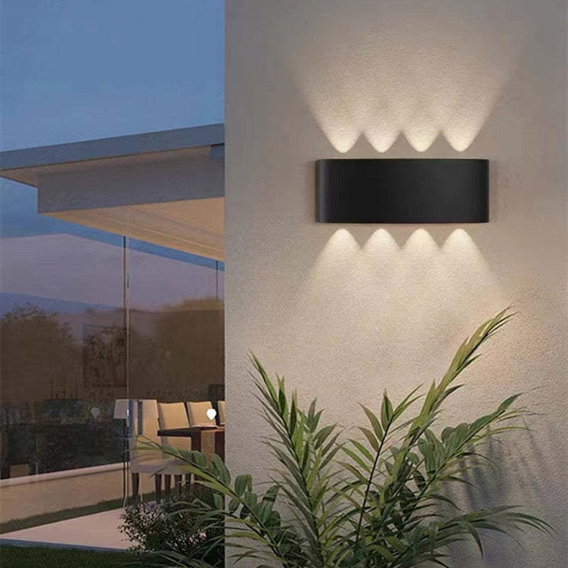 Tronix Rectangular Metal Outdoor Wall Lamp, Black White Water-Wave