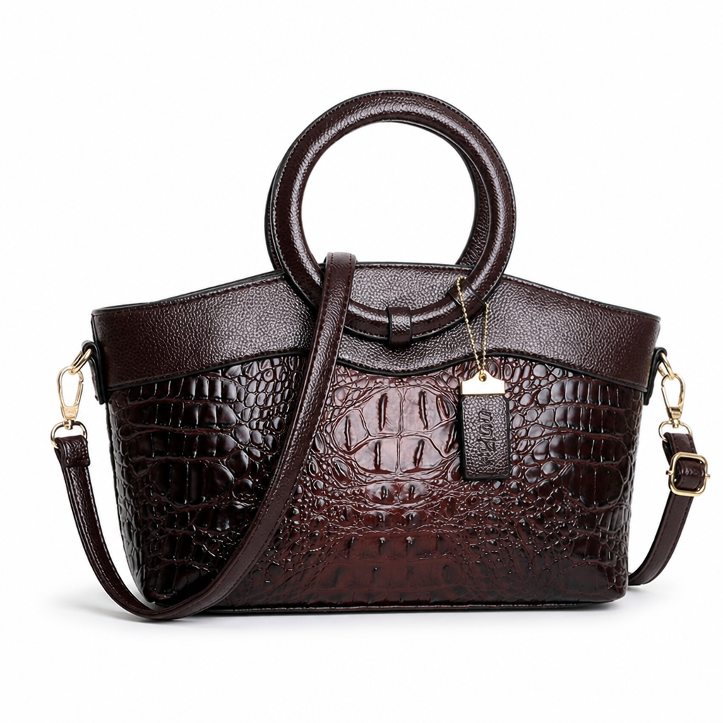 Structured Embossed Top-Handle Bag (Adjustable Strap) | ribuella