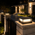 Moderne Solar-Gartenleuchten für den Außenbereich im Pfeilerdesign, wasserdicht, Aluminium, LED, 3200K | ribuella