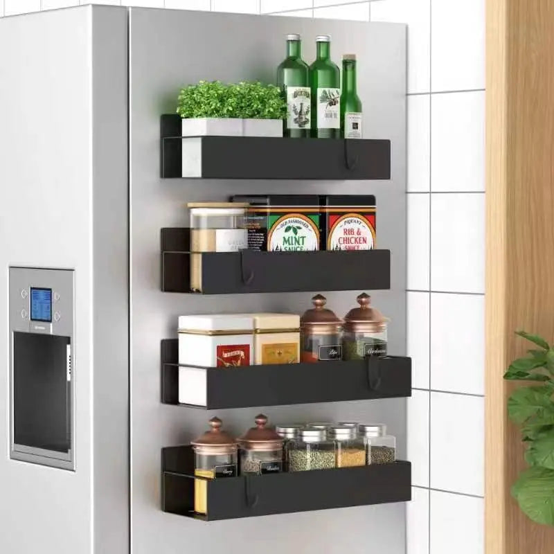 Organizador de especias - 4 piezas, magnético – con recubrimiento en polvo - Instalación sin taladro - KitchenDock | ribuella