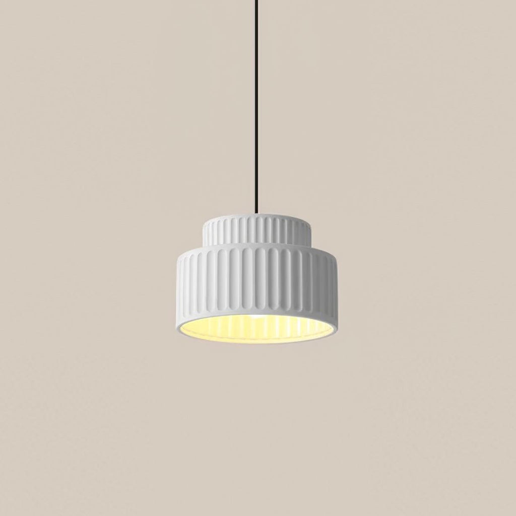 Fluted Resin Drum Pendant Light, Nordic Minimalist Textured Shade