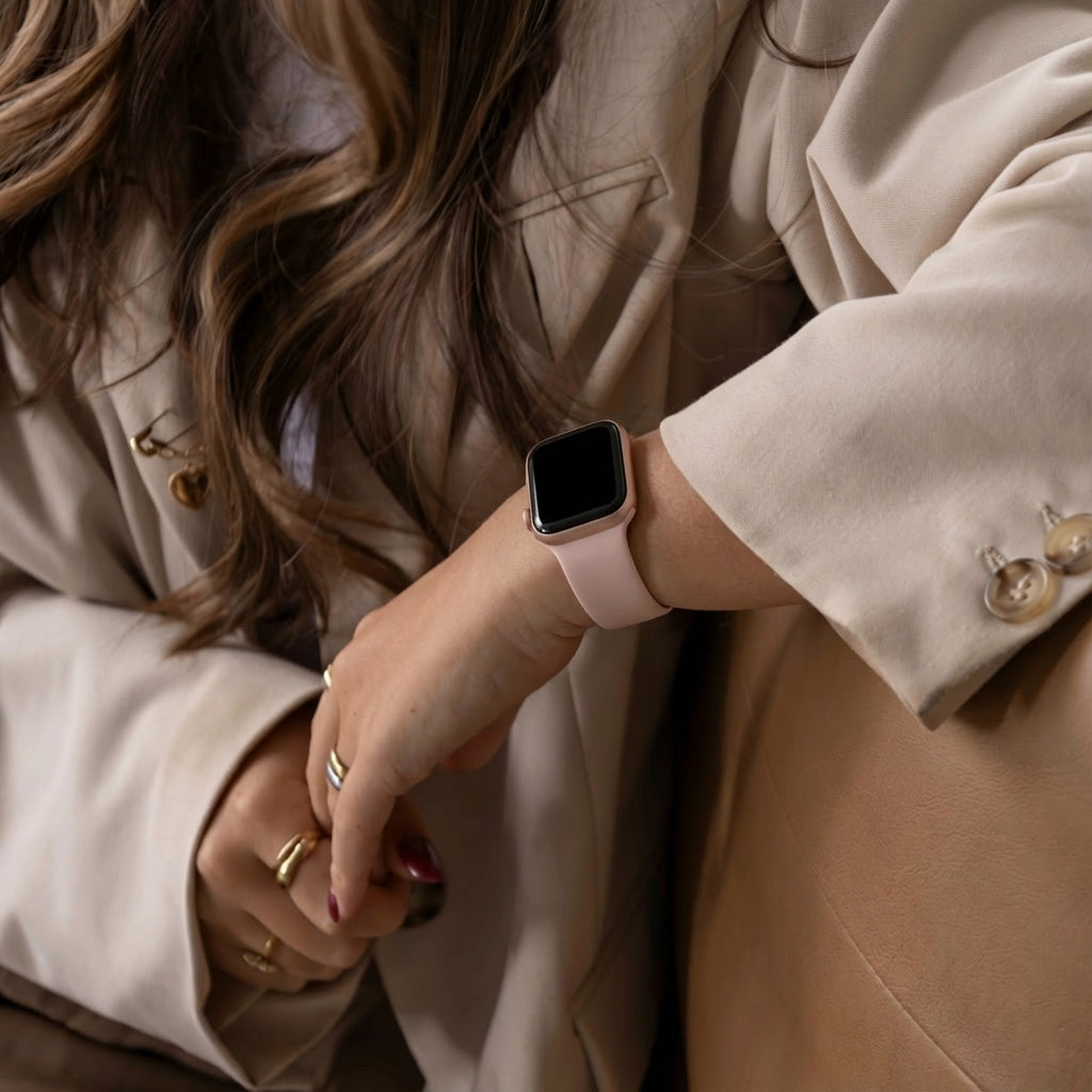 Bracelet de remplacement en silicone rose tendre pour Apple Watch