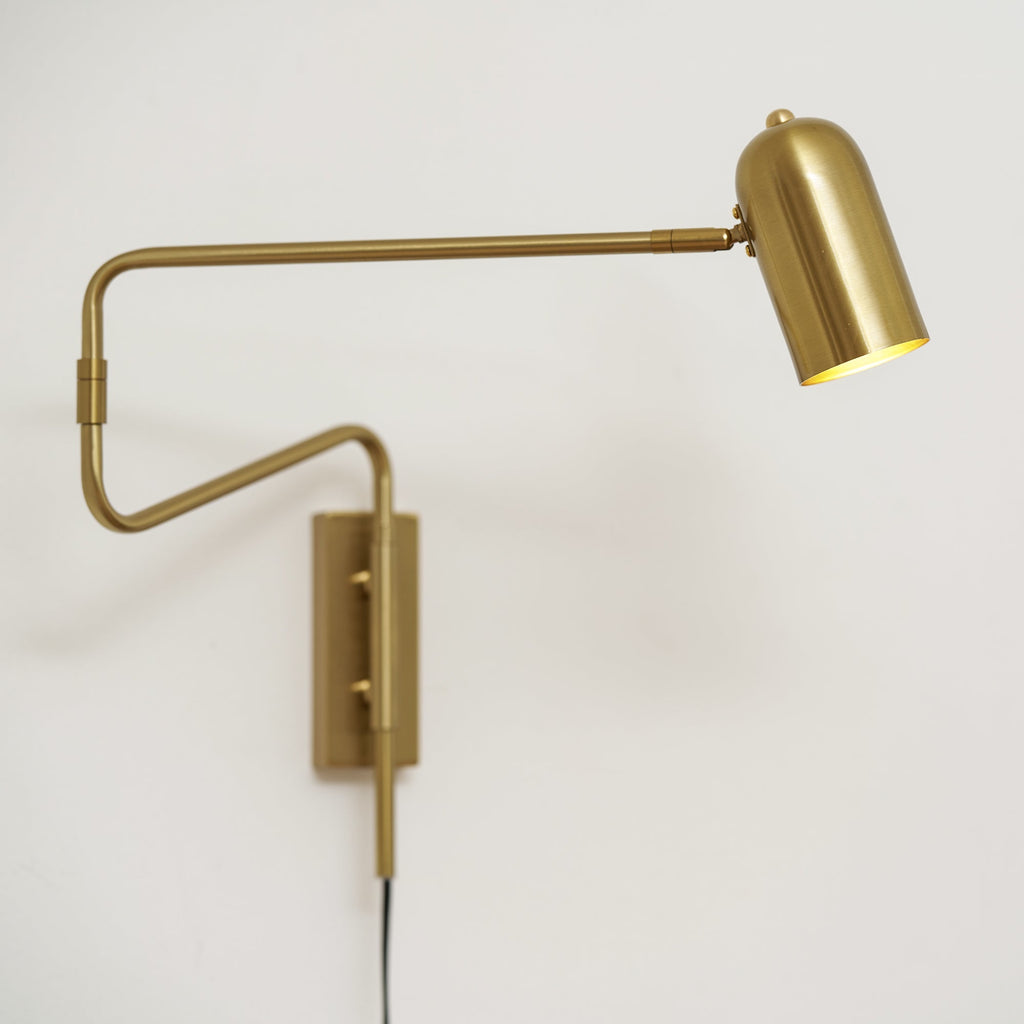 Applique murale articulée à brancher en métal, abat-jour orientable à 360 degrés