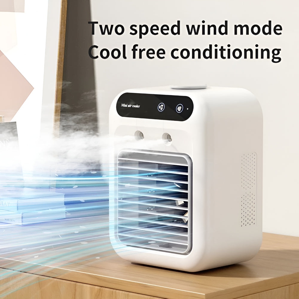 Portable Mini Air Cooler — Built-In Cooling Mist, Compact Footprint