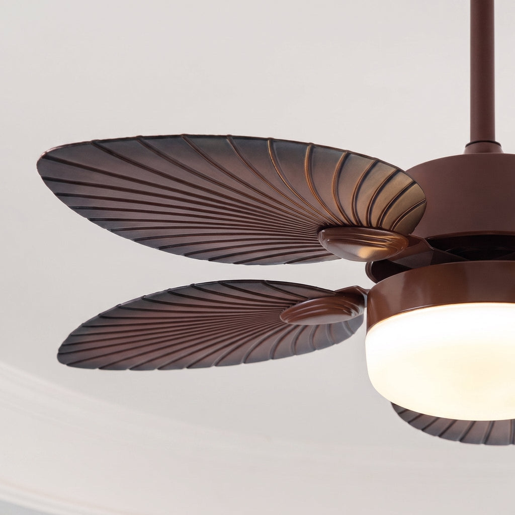 Antique Style Ceiling Fan Lamp with Light Remote Control Dimmable LED and Copper Motor | ribuella