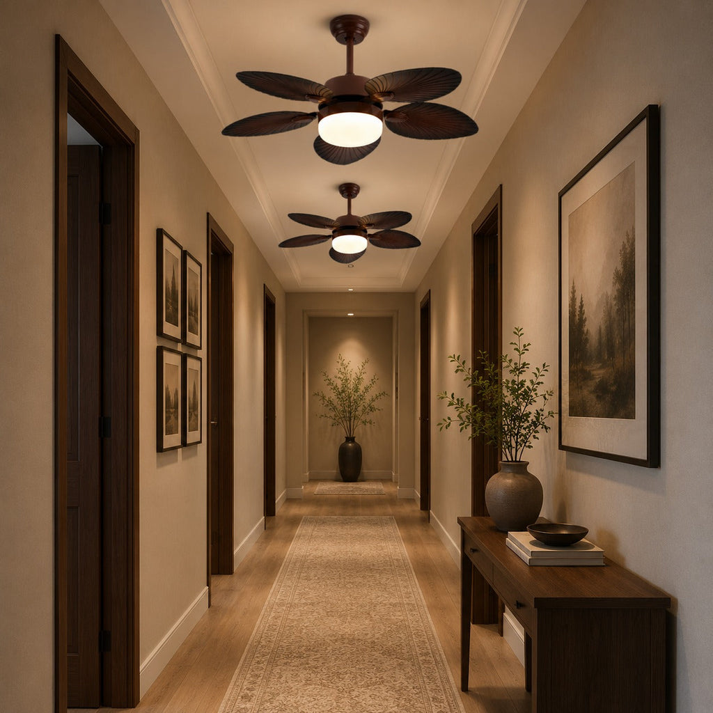 Antique Style Ceiling Fan Lamp with Light Remote Control Dimmable LED and Copper Motor | ribuella