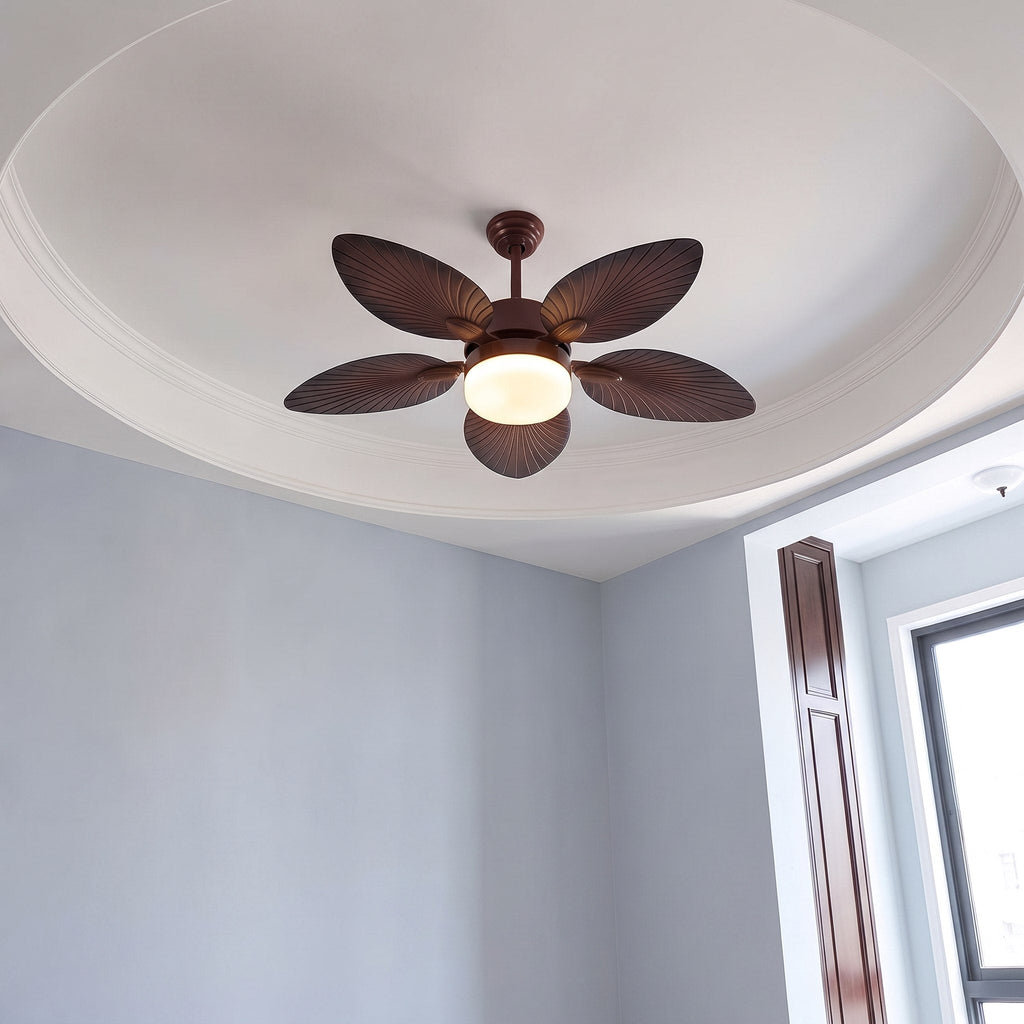 Antique Style Ceiling Fan Lamp with Light Remote Control Dimmable LED and Copper Motor | ribuella