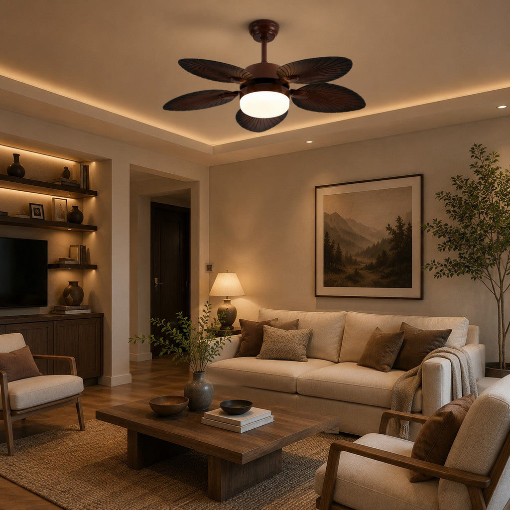 Antique Style Ceiling Fan Lamp with Light Remote Control Dimmable LED and Copper Motor | ribuella