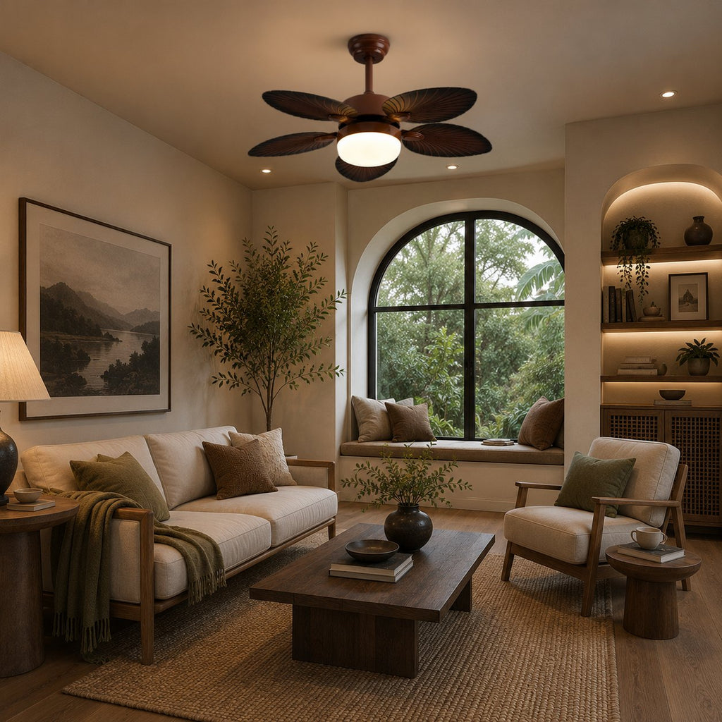 Antique Style Ceiling Fan Lamp with Light Remote Control Dimmable LED and Copper Motor | ribuella