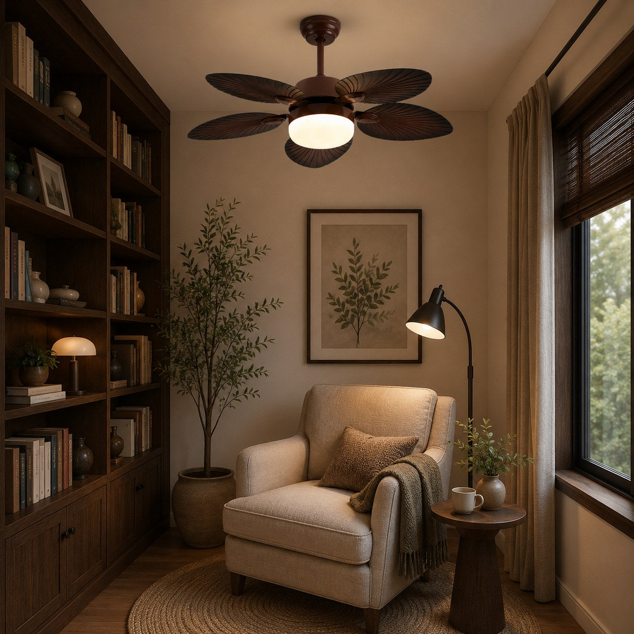 Antique Style Ceiling Fan Lamp with Light Remote Control Dimmable LED and Copper Motor | ribuella