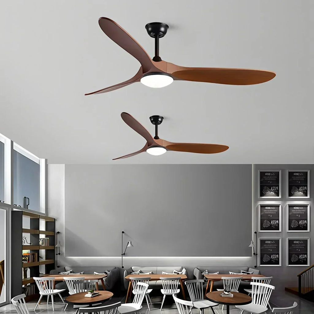 Nordic Ceiling Fan With Light And Three Solid Wood Blades