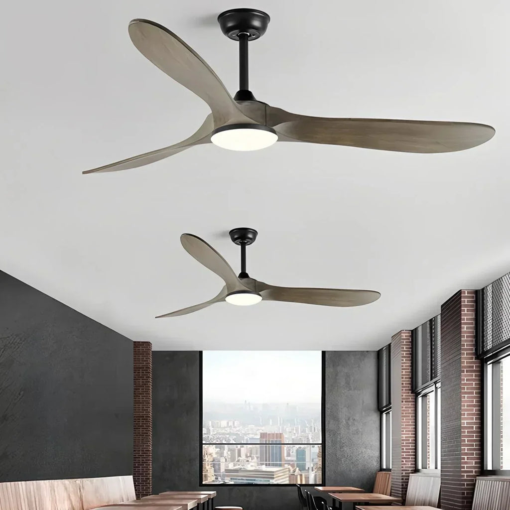 Nordic Ceiling Fan With Light And Three Solid Wood Blades