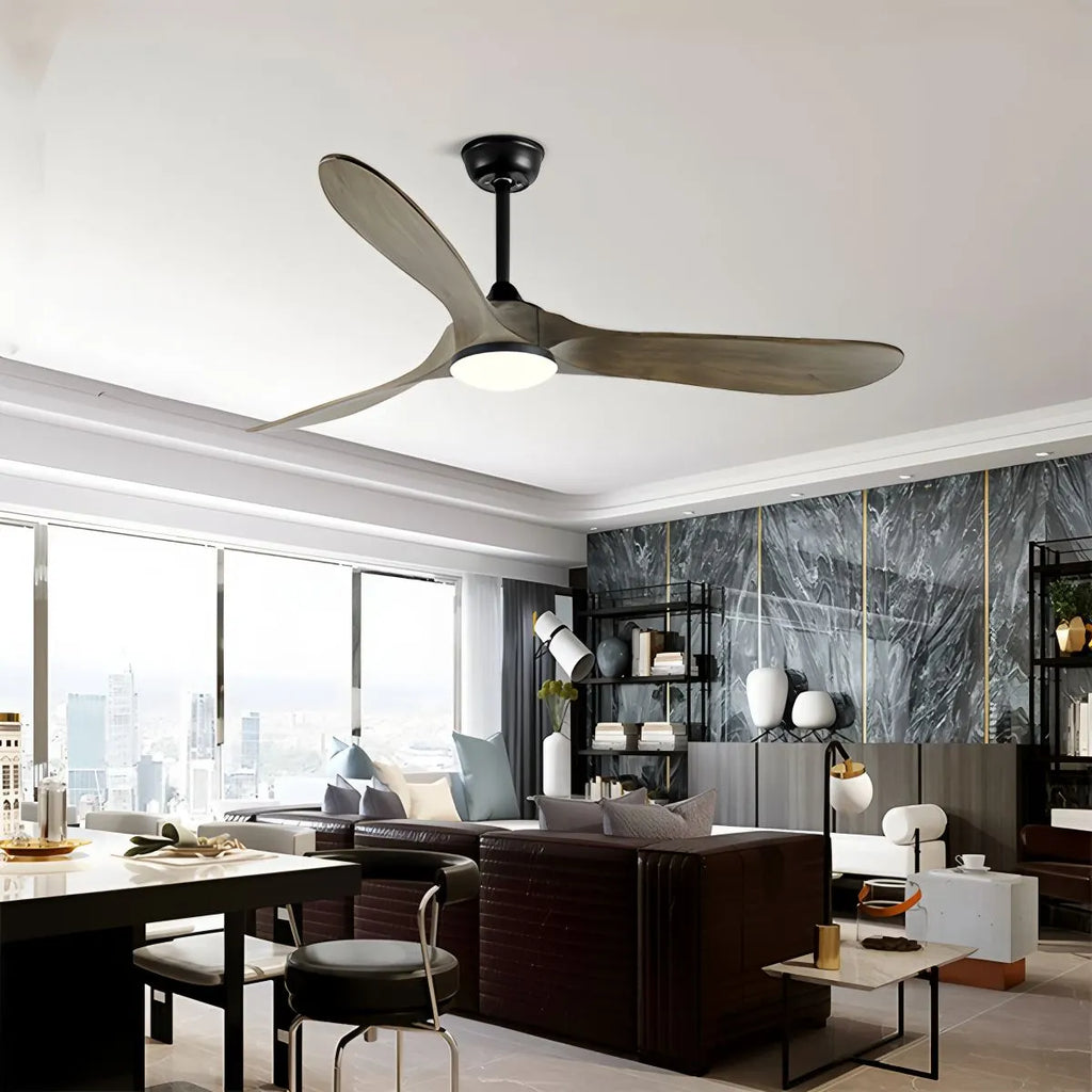 Nordic Ceiling Fan With Light And Three Solid Wood Blades