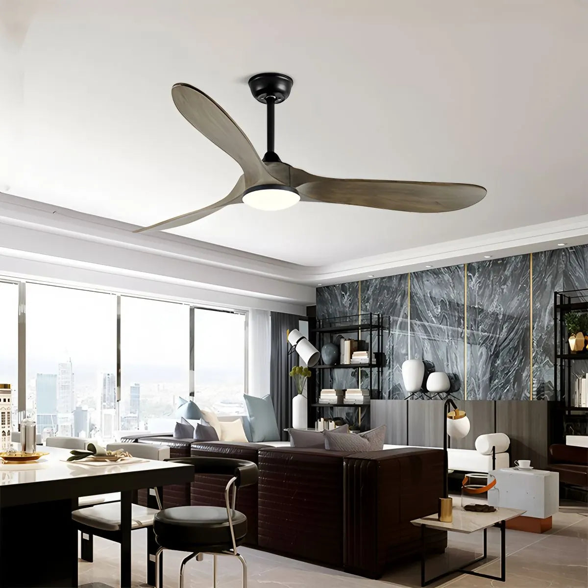 Nordic Ceiling Fan With Light And Three Solid Wood Blades