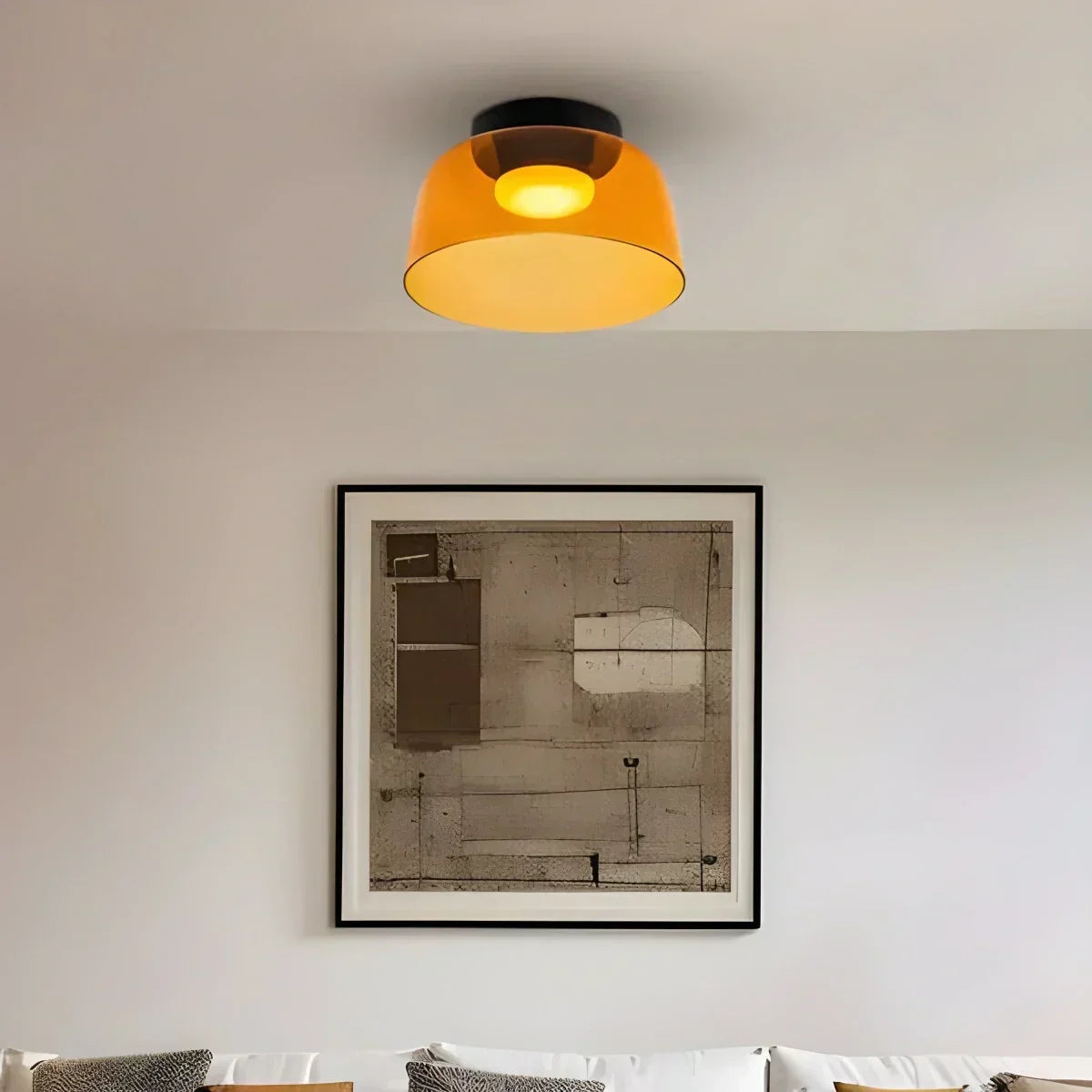 Taklampe i farget glass til soverommet med beroligende, diffust lys