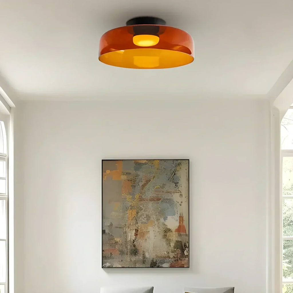 Taklampe i farget glass til soverommet med beroligende, diffust lys