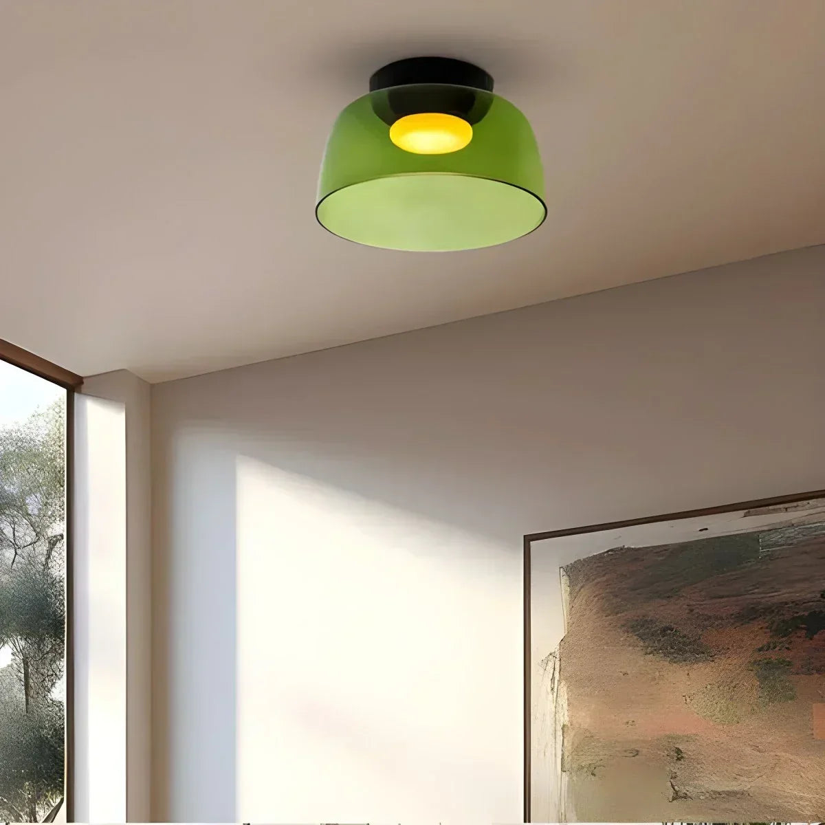 Colored Glass Bedroom Ceiling Light With Soothing Diffused Glow