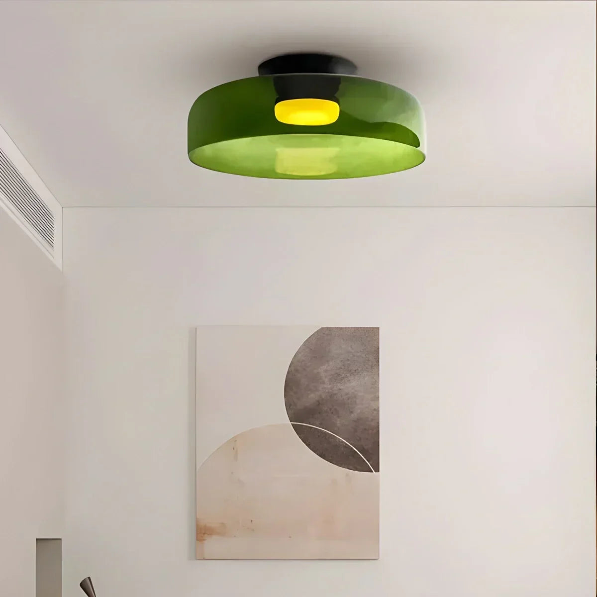 Taklampe i farget glass til soverommet med beroligende, diffust lys