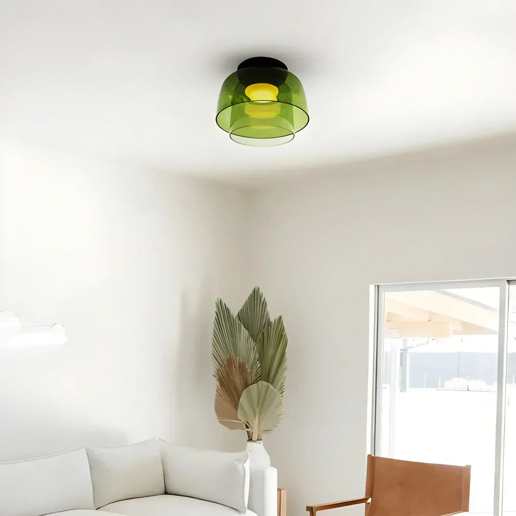 Taklampe i farget glass til soverommet med beroligende, diffust lys