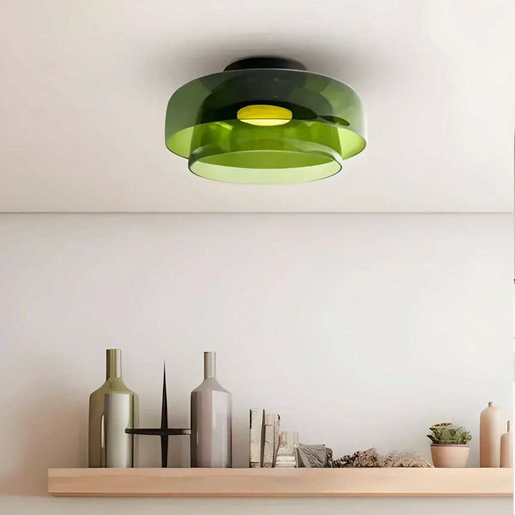 Taklampe i farget glass til soverommet med beroligende, diffust lys