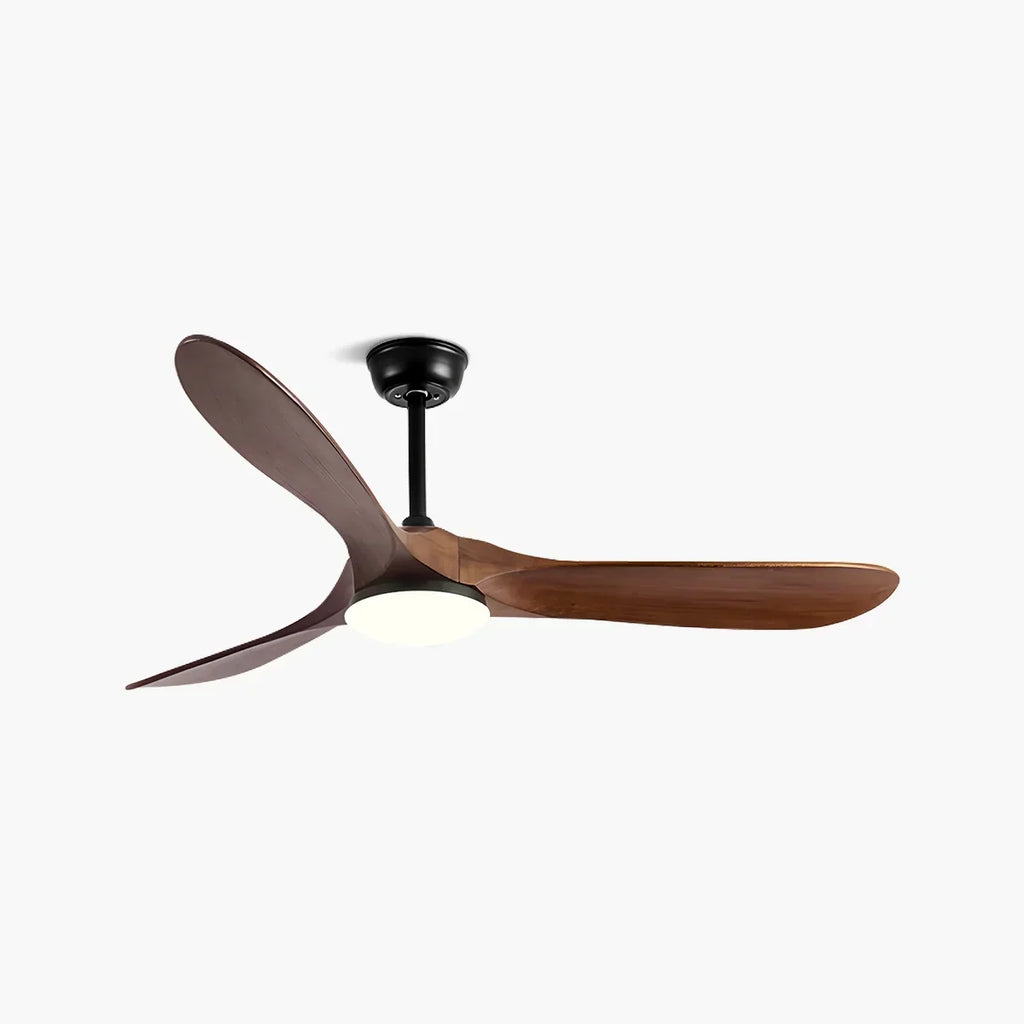 Nordic Ceiling Fan With Light And Three Solid Wood Blades