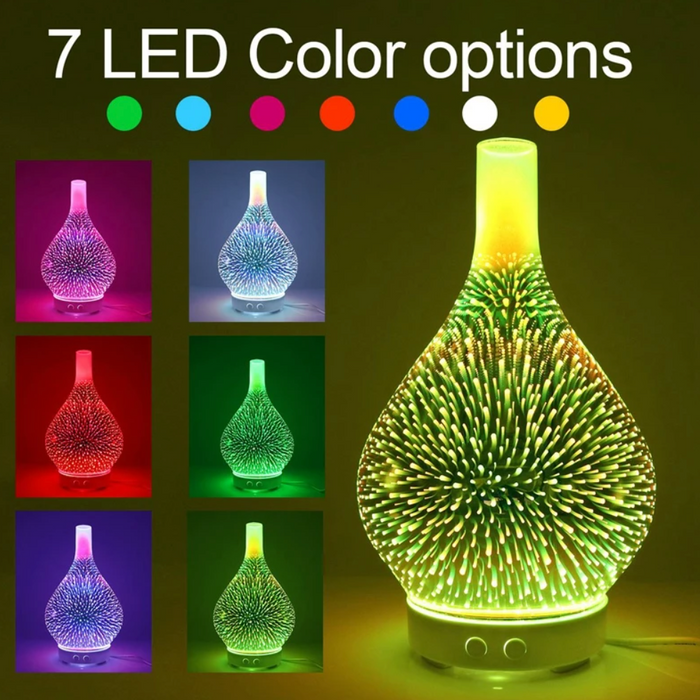موزّع زيوت عطرية كريستالي ثلاثي الأبعاد SerenityGlow مع إضاءة LED محيطية | ribuella