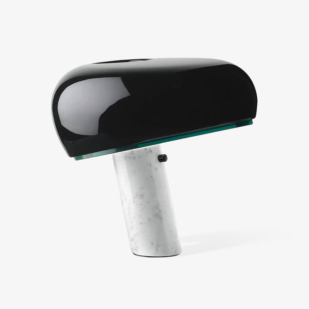 Vestra Marble Table Lamp, Enamelled Metal Reflector, Carrara Base