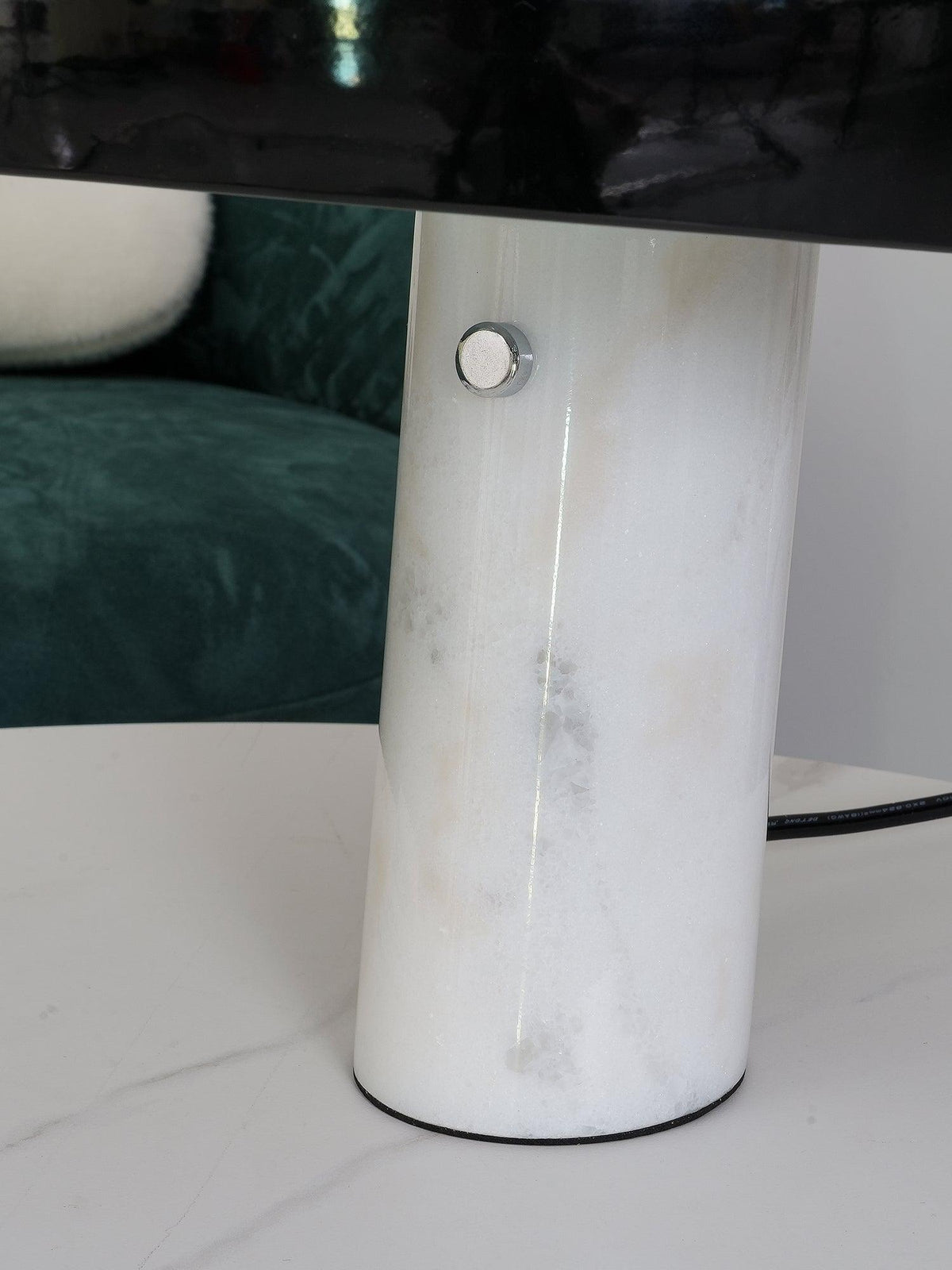 Vestra Marble Table Lamp, Enamelled Metal Reflector, Carrara Base