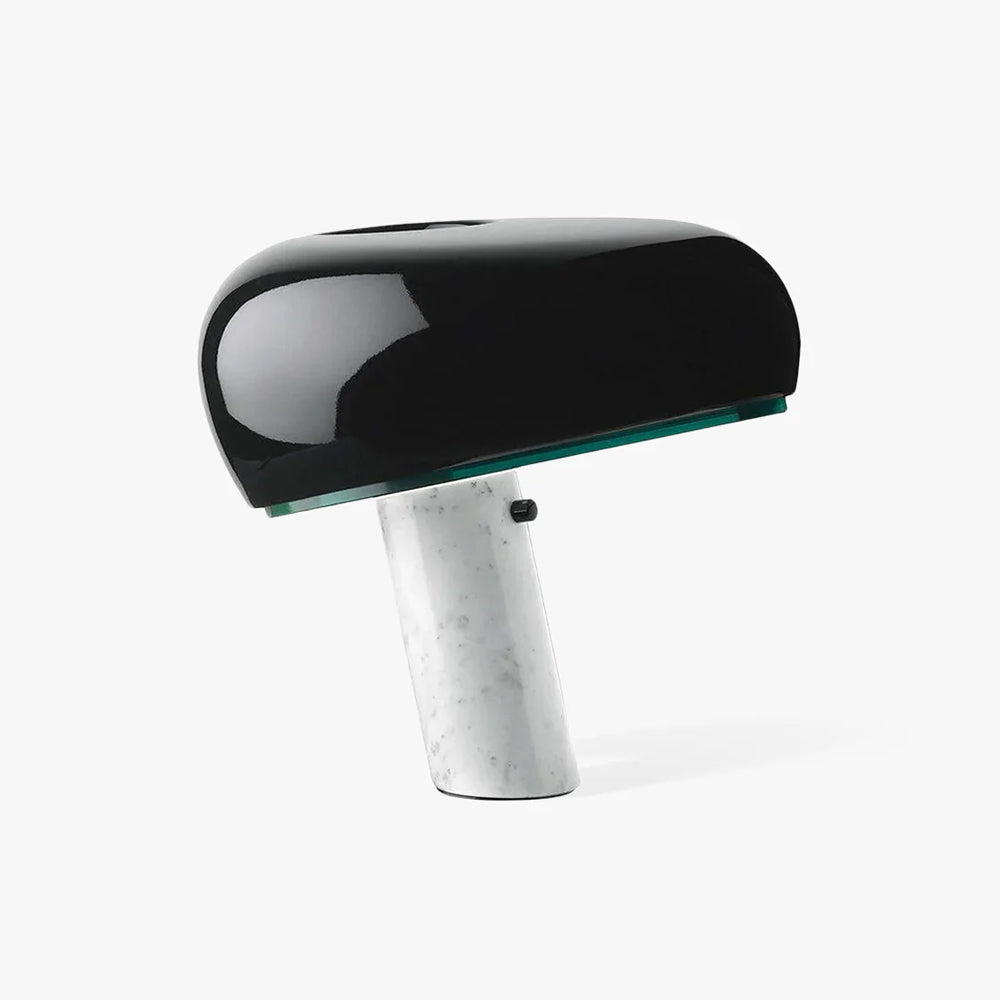 Vestra Marble Table Lamp, Enamelled Metal Reflector, Carrara Base