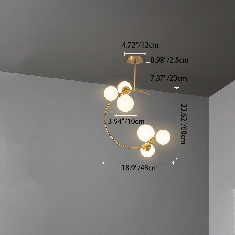 Plafonieră cu glob curbat, stil scandinav modern minimalist