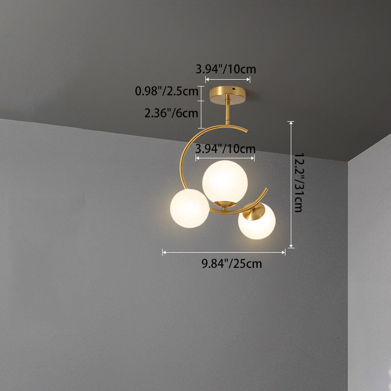 Plafonieră cu glob curbat, stil scandinav modern minimalist