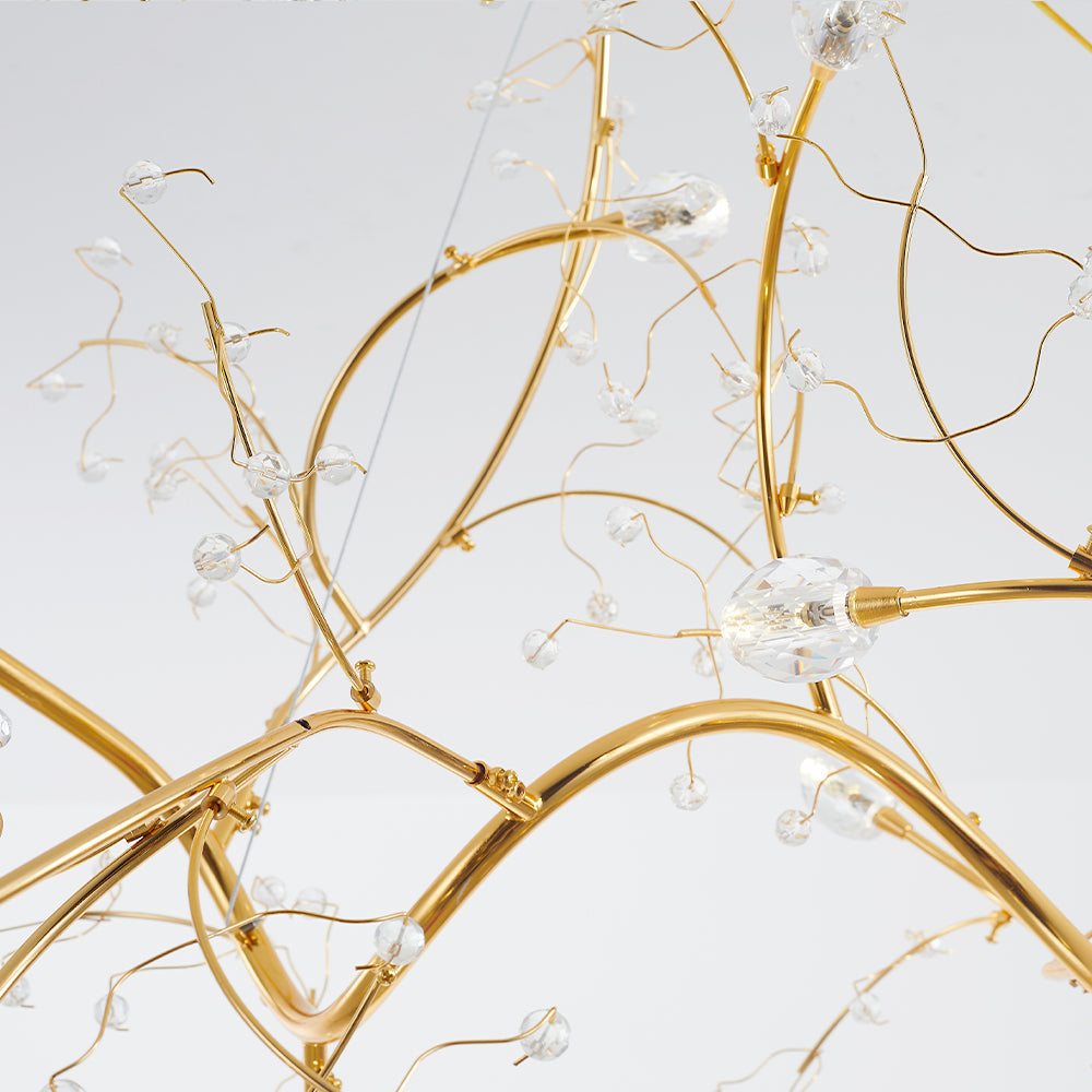 Olivia Romantic Art Deco Pendant Light With Crystal Branches