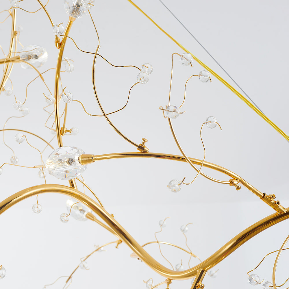 Olivia Romantic Art Deco Pendant Light With Crystal Branches